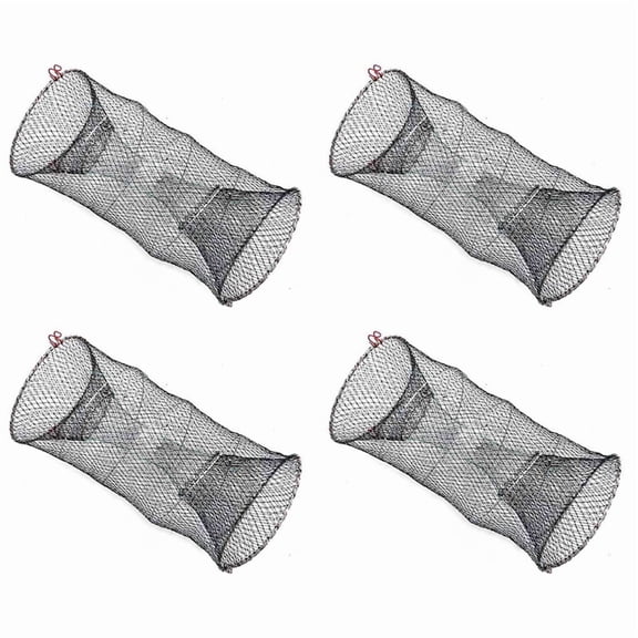 4X Fishing Bait Trap,Bait Crawfish Traps Spring Cage Portable Folded Cast Net Fishing Traps Net Fishing Accessories