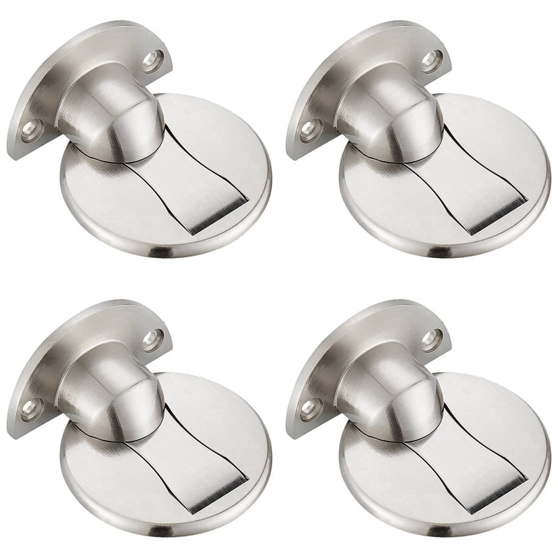4X Floor Mount Magnet Door Stopper Magnetic Door Stop, Magnets Door Stops Wall Prop Hold Open (Silver)