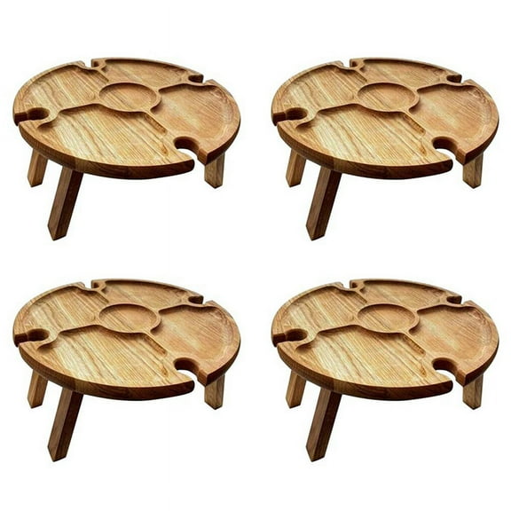 4X Folding Portable Picnic Table, Outdoor Fold Up Camping Camp Table Small Wood Wine Picnic Table,Small