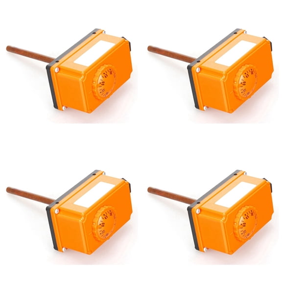 4X G1/2 Male Thread Hot Water Pipe Thermostat Temperature Controller 90 Celsius High Temperature Start Heating System,4 x Hot Water Pipe Temperature Controller,orange