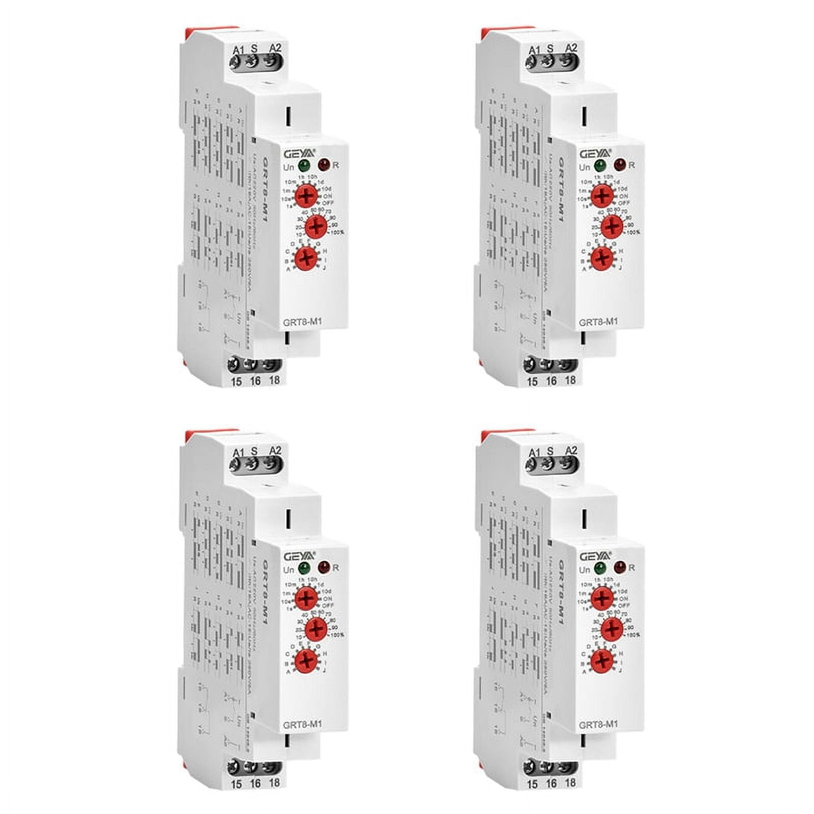 4X  GRT8-M1 On Off Time Delay Relay 16A AC/DC12V-240V Multifunction Din Rail Automatic Timer Relay