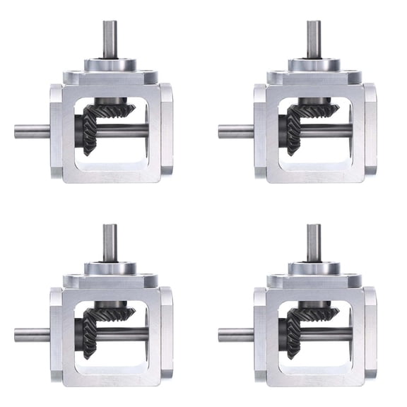 4X Gear-Box 90 Degree Right Angle Bevel Gear-Box 1:1 Single Output Shaft 1 Module 20 Teeth Bevel Gear Aluminum Frame,4 x Gearbox,As Shown
