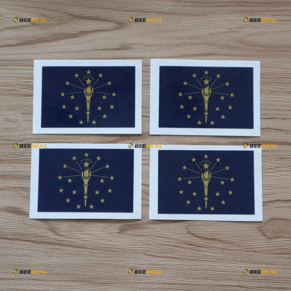 4X Glossy 3 Inches Indiana Flag in US State Decal Vinyl Sticker Car Laptop Window