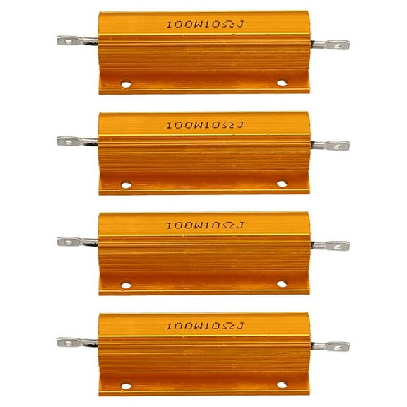 4X Gold Aluminum Clad Power Resistor Resistance 100W, 10 Ohm 10R,4X 100W Watt Power Metal Shell Case Wirewound Resistor,Gold
