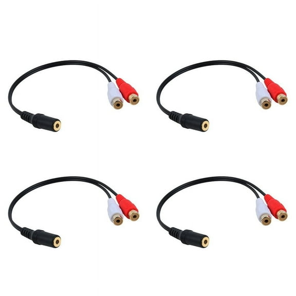 4X Gold Plated 3.5mm Jack Female to 2 Female Jacks Stereo Adapter Audio Splitter (15cm) Black