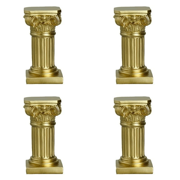 4X Gold Roman Pillar Resin Sculpture Column Decor Roman Pillar Statues Room Crafts Furnishings