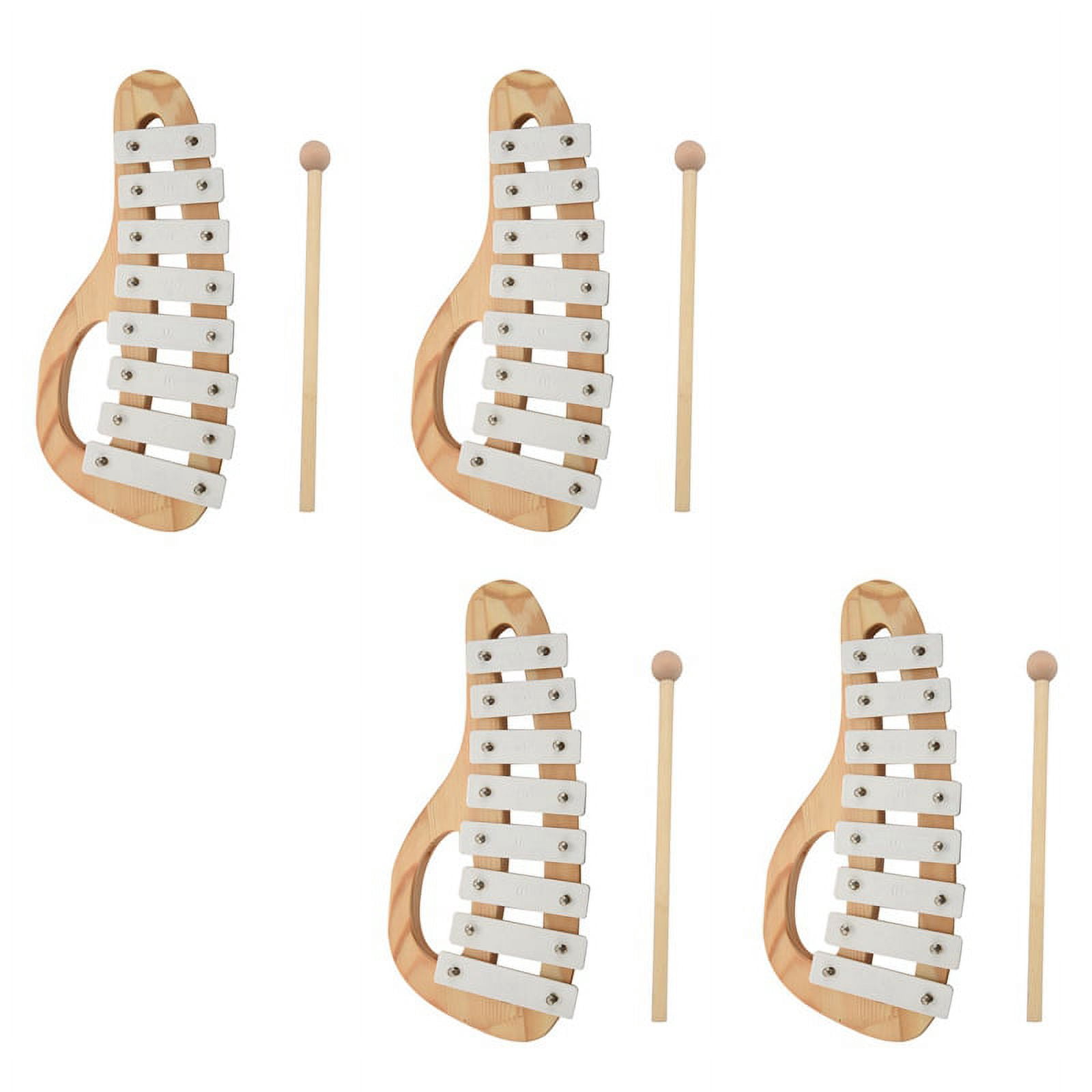 4X Hand Knock Xylophone Glockenspiel with Mallets 8 Tones Aluminum Sheet Wooden Musical Instrument Preschool Toy
