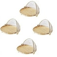 thumbnail image 1 of 4X Hand-Woven Food Tent Basket Tray Fruit Vegetable Bread Storage Basket Simple Atmosphere Outdoor Picnic Mesh Net Cover, 1 of 6
