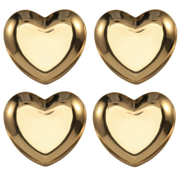 4X Heart Shaped Jewelry Serving Plate Metal Tray Storage Arrange Fruit Tray Home Gold