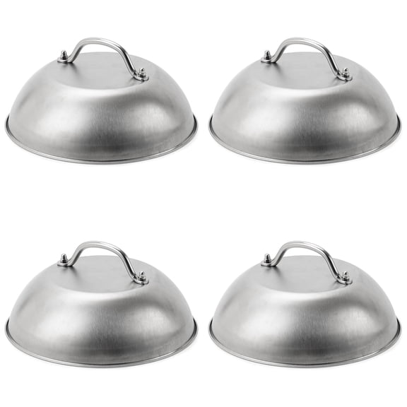 4X Heavy Duty 9in Wide Smashed Burger Melting Cheese Dome Cover Stainless Steel Basting Steaming Cover