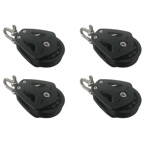 4X High Load Sheave Block Universal-Head Single Pulley Swivel Shackle Sailboat Plain Bearing Block Rope Runner