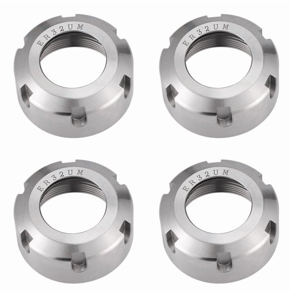 4X High Precision Er Collet Nut ER32 Milling Maching Clamping Nut CNC Milling Engraving Machine Collet Nut,4 x er32 collet nut,silver