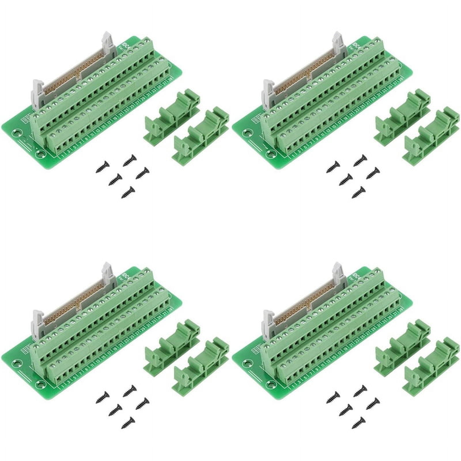 4X IDC40P 40Pin Connector Strip Breakout Board Terminal Block Plug PLC Interface with Bracket, for PLC, DIN Rail Mount