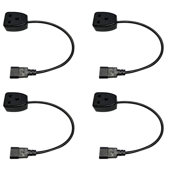 4X IEC320 C14 to UK BS1363A Outlet Socket,IEC C14 Male Plug to UK 3Pin Female Socket Power Adapter Cable for PDU UPS