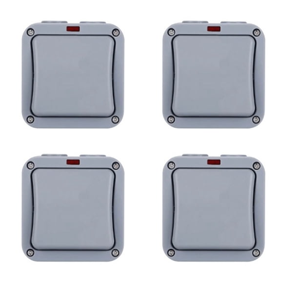 4X IP66 Wall Electrical Switch 220V Light Waterproof on Security Button with Fixation Night in the Pc Power(A)