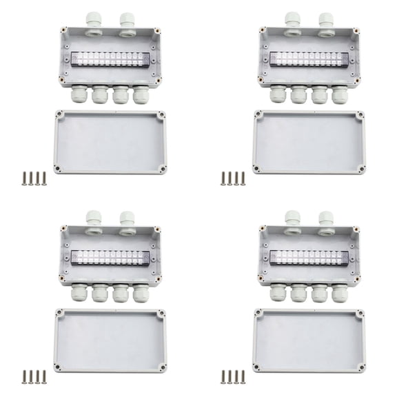 4X IP66 Waterproof Junction Box 2 in 4 Out Waterproof Electrical Box for Diameter 4-8 mm Wire