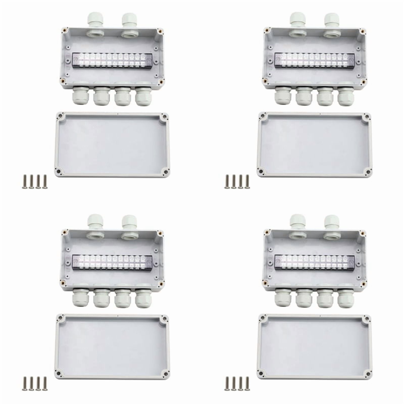 4X IP66 Waterproof Junction Box 2 in 4 Out Waterproof Electrical Box for Diameter 4-8 mm Wire