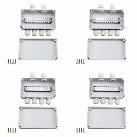 4X IP66 Waterproof Junction Box 2 in 4 Out Waterproof Electrical Box for Diameter 4-8 mm Wire