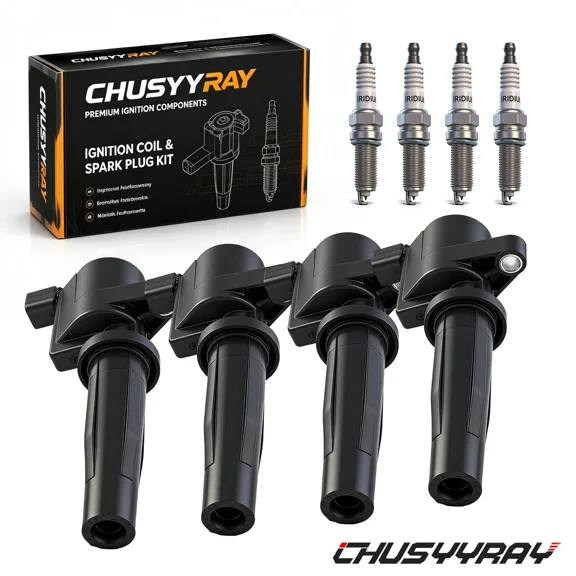 4X Ignition Coil and Iridium Spark Plug Kit for 2.5L L4 CNG Engines, Complete Set for Ford Transit Connect with Compressed Natural Gas