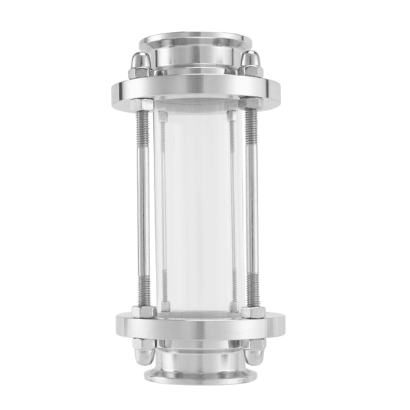 4X In-Line Sight Glass with Clamp End,Flow Sanitary Straight Sight Glass SUS316 1.5Inch Tri Clamp Type Flow Pipe OD 38MM,4 x Glass tube mirror,Silver