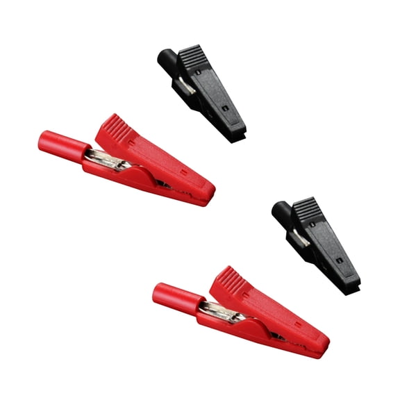 4X Insulated Alligator Clip Connector Clamp Testing Probe Red+Black