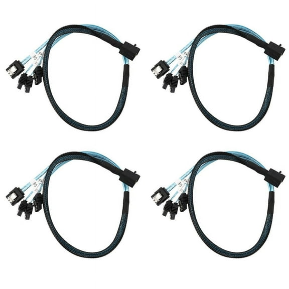 4X Internal Mini SAS to Cable, SFF-8643 to Forward Breakout Compatible with Controller Hard Drive (1.6Ft),4 x Mini-SAS cable,Blue & Black