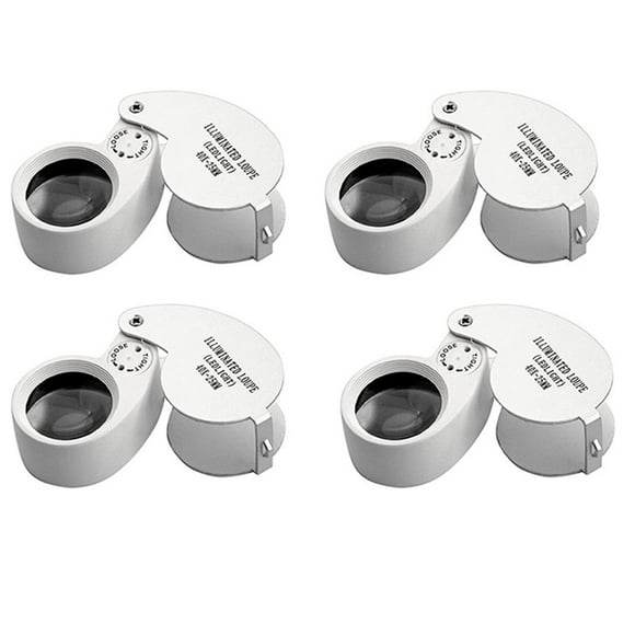 4X Jewellers Lens Glass Loupe 40X 25mm Eye Magnifier 2 Lights
