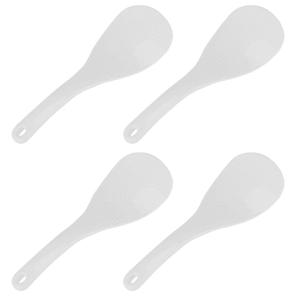 4X Kitchen Dotted White Plastic Flat Rice Scoop Paddle Meal Spoon