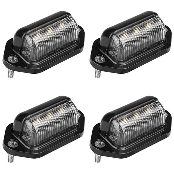 4X LED License Plate Light Waterproof License Plate Tail Light for Trailers, RV, Trucks, Boats,4 x LED License Plate Light 4 x set Screws,black