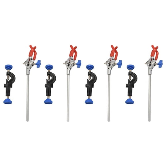 4X Lab Clamp 3 Prong Finger Style Rubber-Coated Head A Black Laboratory Stand Clip