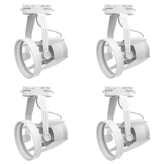 4X Lamp Bases Track Light Bracket Adjustable E27 PAR30 Spotlight Track Light Bracket for Commercial and Home Use White