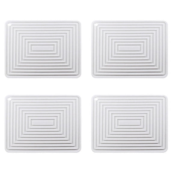4X Large Silicone Pot Holder Square Thick Heat Insulation Pad Non-Slip Corrugated Kitchen Table Mat(White)