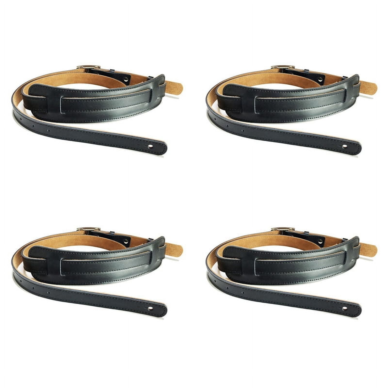 4X Leather and Metal Buckle Electric Guitar Strap Belt Shoulder Pad Adjustable Vintage Guitar Straps-Black Color