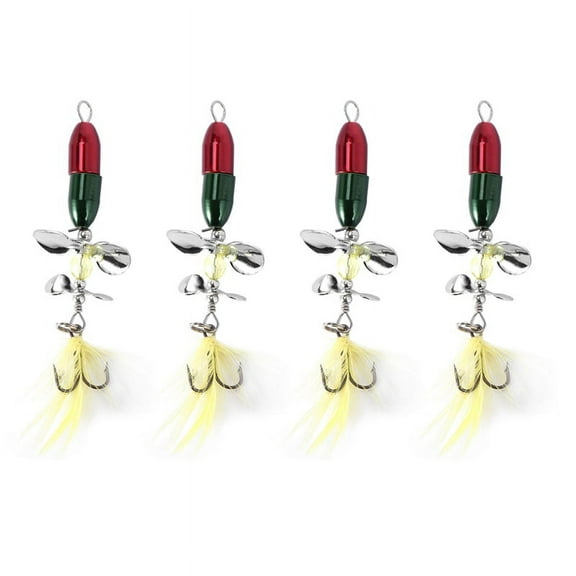 4X Long Casting Spinner Bait Fishing Lure Double Tail Propeller Trout Carp Catfish Artificial Ice Fishing Lures 10G,4 x Piece Fishing Lure,Green&Blue