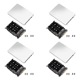 4X M.2 SSD to U.2 Adapter 2In1 M.2 NVMe and -Bus NGFF SSD to PCI-E U.2 SFF-8639 Adapter PCIe M2 Converter,with Shell,4 x adapter plate 4 x shell 4 pack x Screws,silver