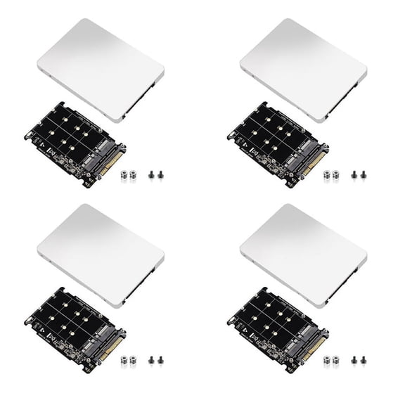 4X M.2 SSD to U.2 Adapter 2In1 M.2 NVMe and -Bus NGFF SSD to PCI-E U.2 SFF-8639 Adapter PCIe M2 Converter,with Shell,4 x adapter plate 4 x shell 4 pack x Screws,silver
