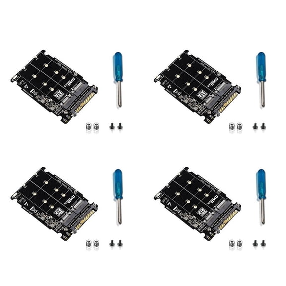 4X M.2 SSD to U.2 Adapter 2In1 M.2 NVMe -Bus NGFF SSD to PCI-E U.2 SFF-8639 Adapter PCIe M2 Converter,Without Shell,black