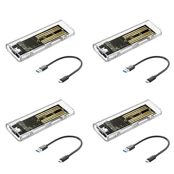 4X M2 SSD Case M.2 NVME SSD Enclosure Portable USB3.1 Type-C SSD Transparent Hard Disk Case 5Gbps for PC,4 x M2 SSD Enclosure 4 x Data Cable