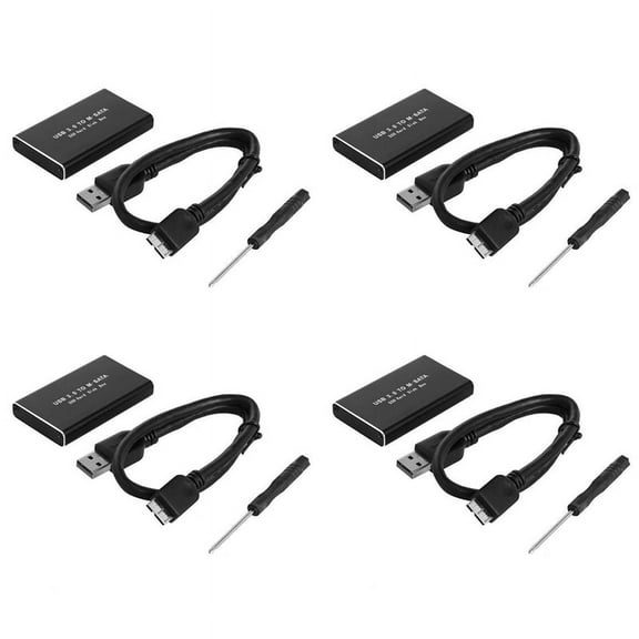 4X MSATA to USB 3.0 SSD Enclosure External Hard Drive Disk Box Storage Case Adapter for 30X50mm 30X30mm