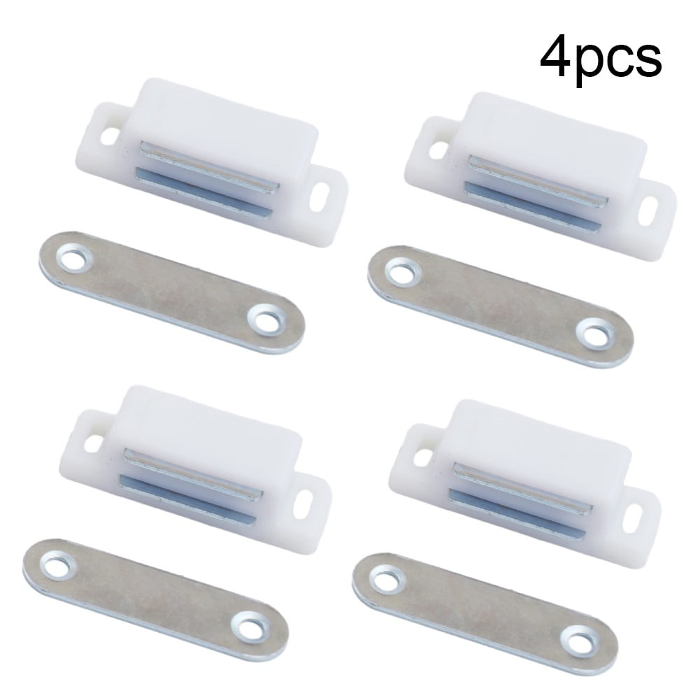 4X Magnetic Catch Cupboard Door Latch White Cabinet Catch Magnet with Screws