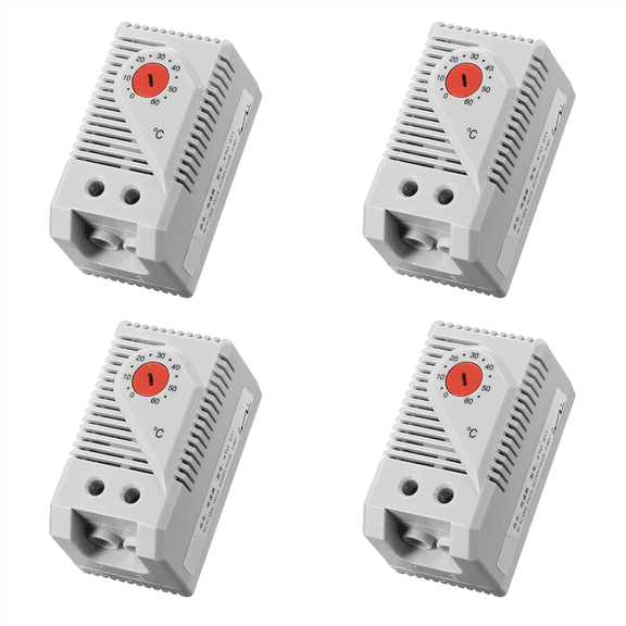 4X Mechanical Thermostat, KTO011 0-60Celsius Adjustable Compact Normally Close(C) Temperature Controller Switch,Red