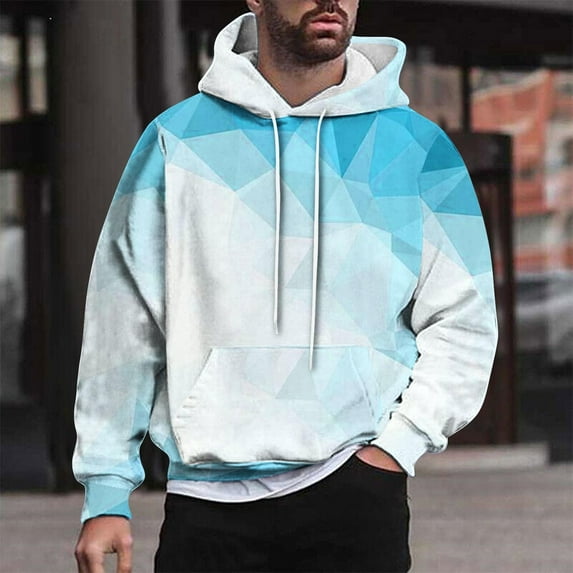 4X Mens Hoodies Big & Tall M-4X Plus Size Pullover Sweatshirts with Pocket Long Sleeve Fleece Lined Gradient Printed Warm Athletic Workout Hoodie Tops