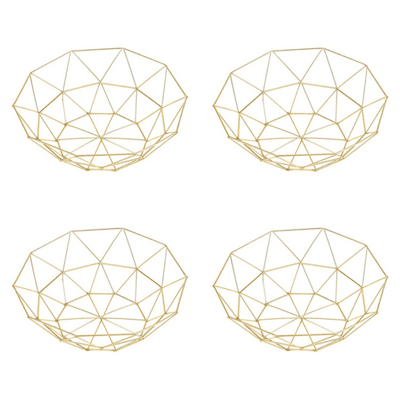 4X Metal Wire Fruit Basket Bowl, Large Round Bread Storage Bowl Stand