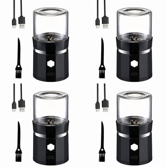 4X Mini Electric Grinder Portable Vanilla Grinder USB Rechargeable Mill with A Cleaning Brush for Tea Rosemary