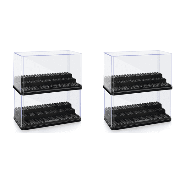 4X Mini Figure Display Box, Stackable Dustproof Building Block Box for Action Toys