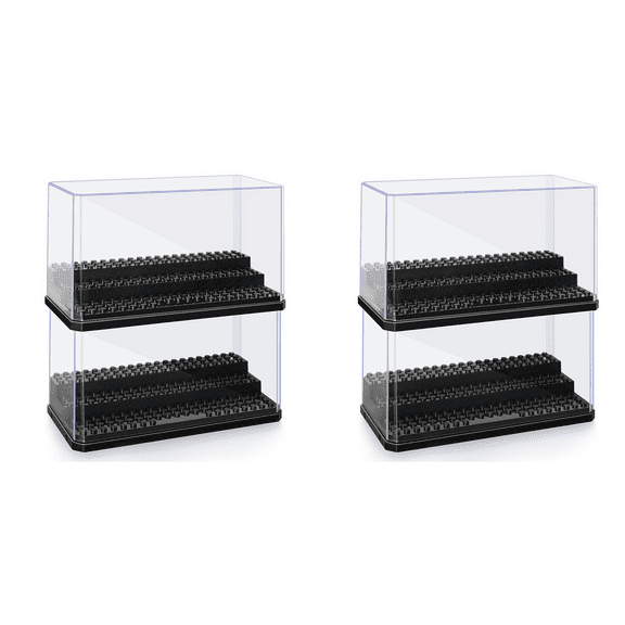 4X Mini Figure Display Box, Stackable Dustproof Building Block Box for Action Toys