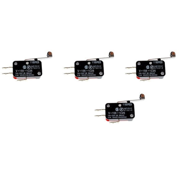 4X Mini Limit Switch Long Hinge Lever Arm SPDT Snap Action LOT - Red and Black