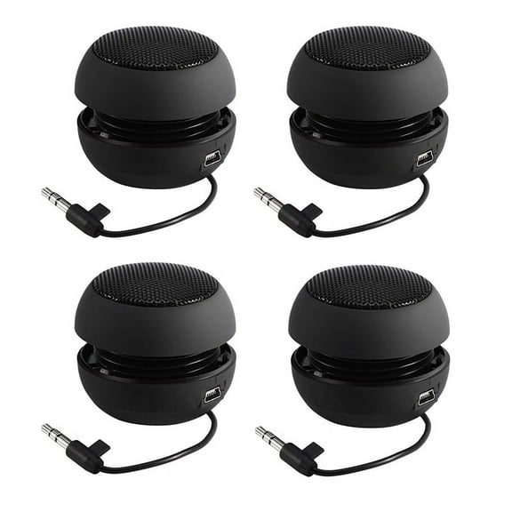 4X Mini Portable Travel Loud Speaker with 3.5mm Audio Cable Low Voltage Built-in Battery Retractable Speaker for