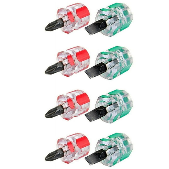 4X Mini Short Stubby Slotted Screwdriver Set