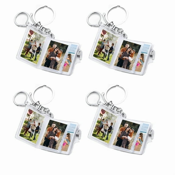 4X Mini Small Photo Album Keychain 16 Pictures Book Holder Keyring DIY Gifts for Boyfriend Girlfriend